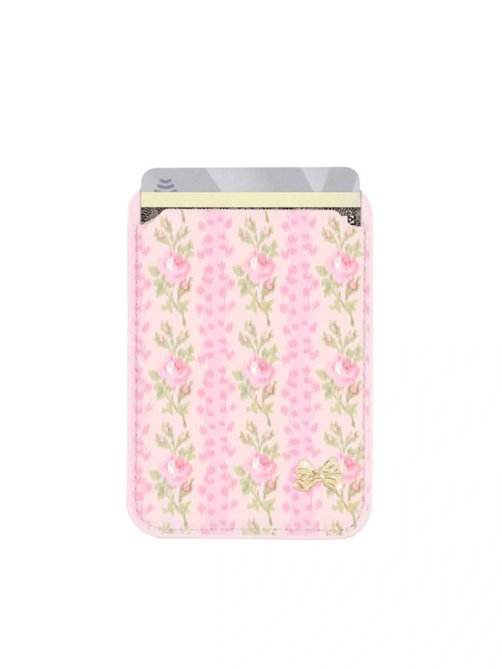 LoveShackFancy x Target Pink Floral Card Pocket with Gold Bow Accent